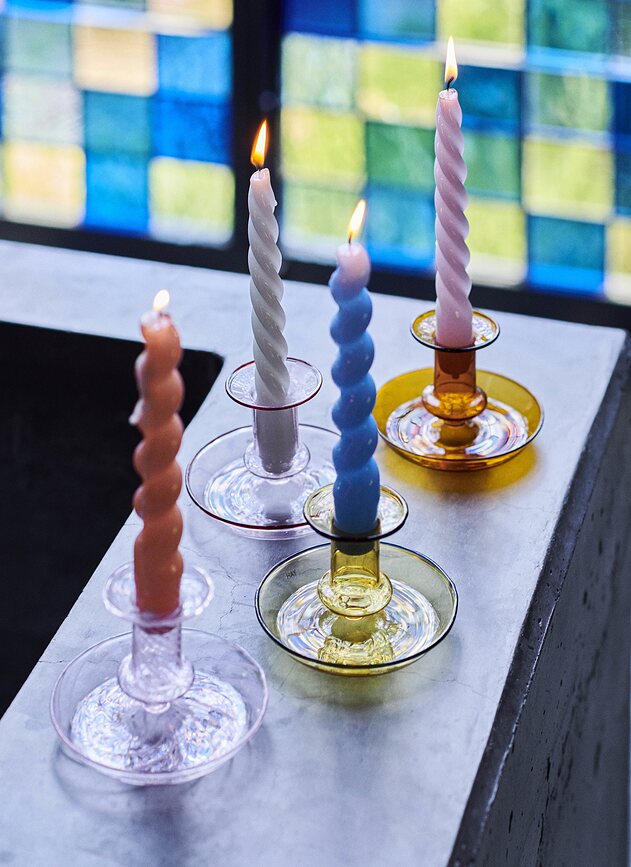 Flare Stripe S Svečnik za klasično svečo, roza