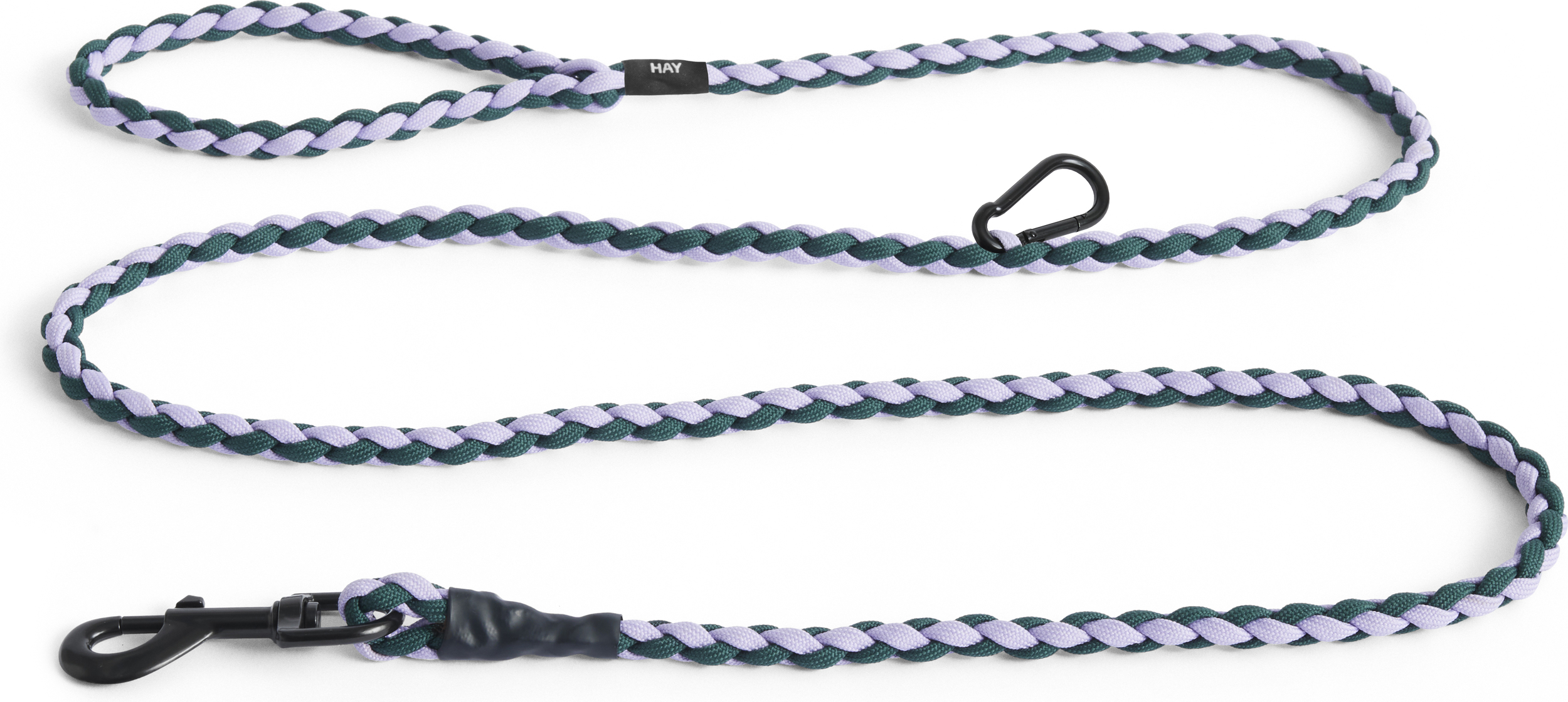 Hay Braided Hundeleine grün-lavendel mit Karabinerhaken