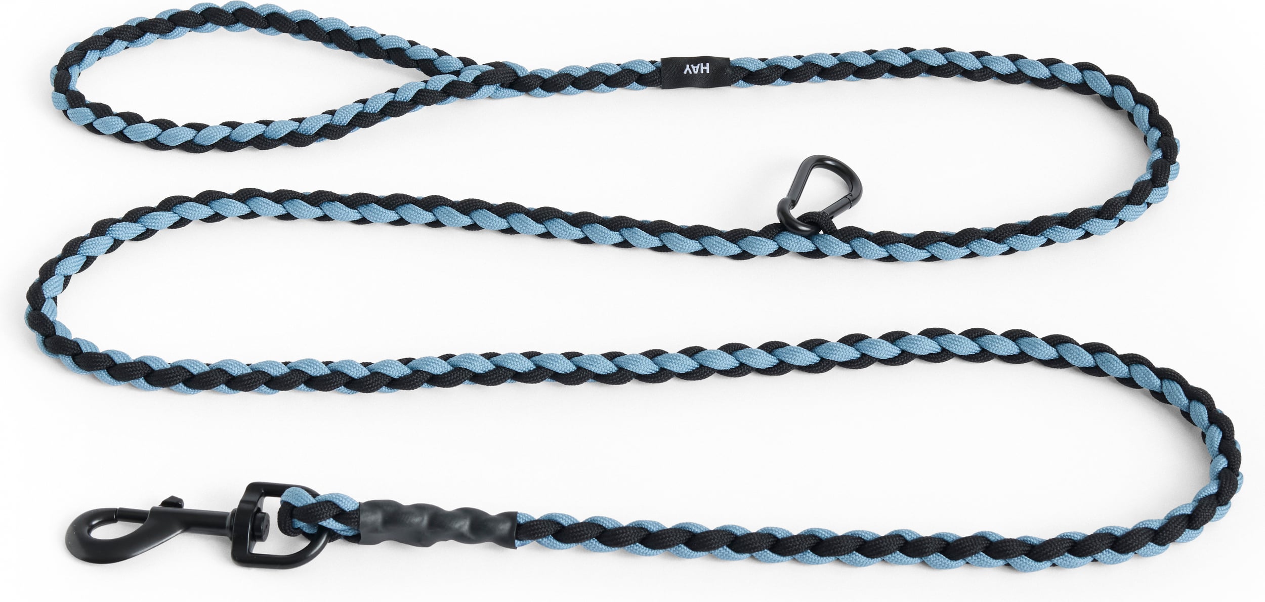 Hay Braided Hundeleine schwarz-blau mit Karabinerhaken