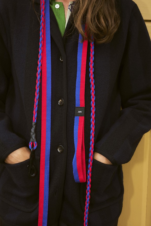 Hay Braided Laisse pour Chien avec mousqueton, noire et bleue