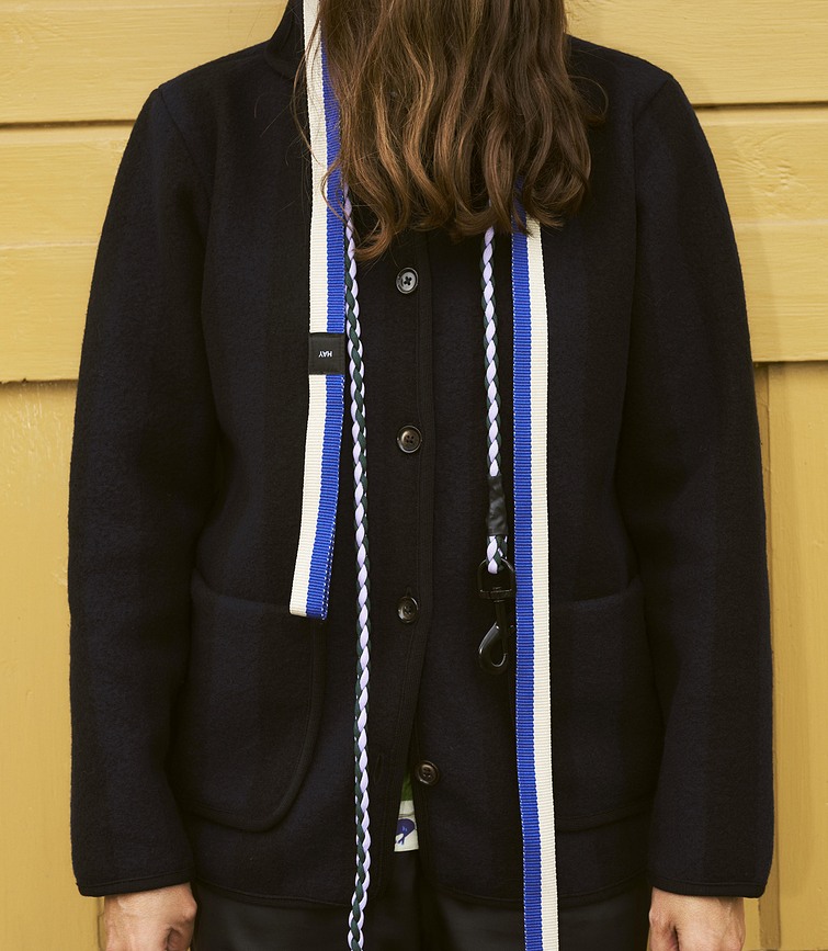 Hay Braided Povodec za psa, črno-moder, s karabinom