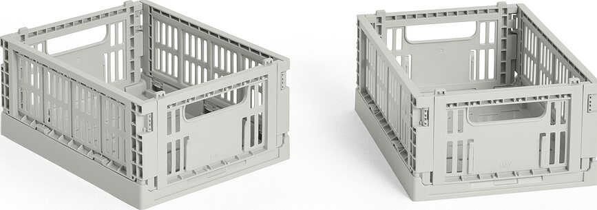 Hay Colour Crate Mini Caisses de rangement, grises, Lot de 2