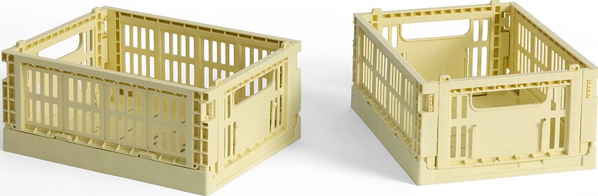 Hay Colour Crate Mini Paniers de Rangement, jaunes clairs, Lot de 2