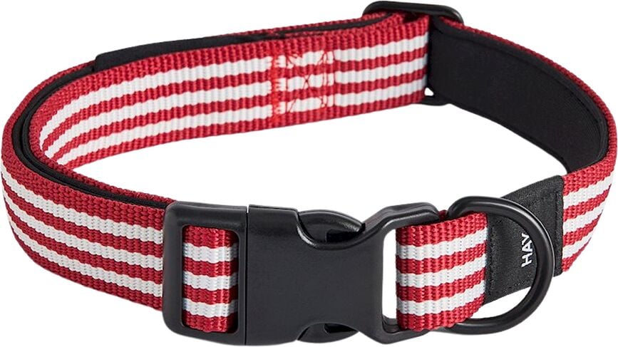 Hay Dog Collar striped, M/L red, white
