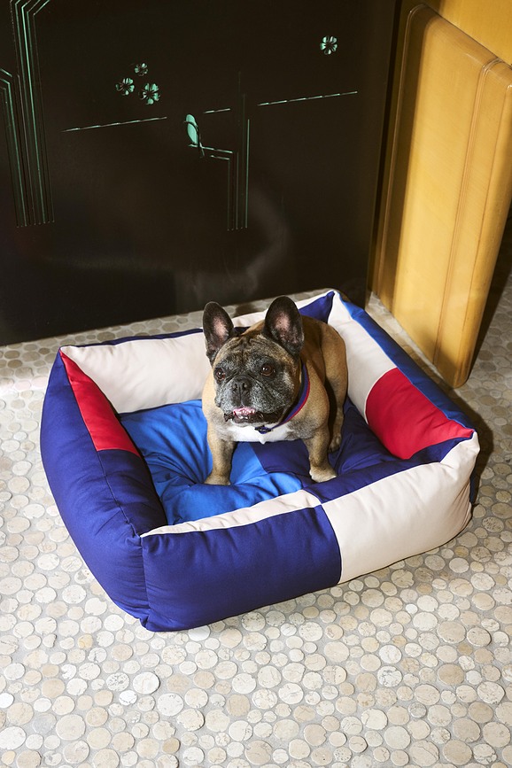 Hay Zip Panier pour chien L, bleu et blanc à rayures