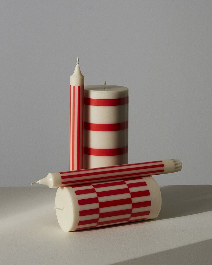 Hay Pattern Bougie à rayures verticales, verte