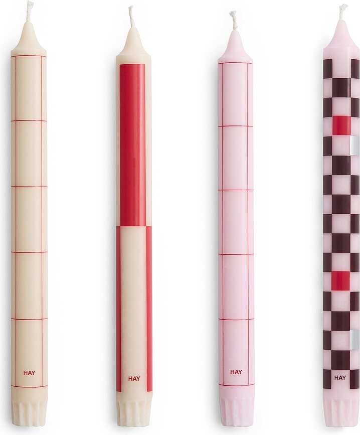 Hay Pattern Bougies, roses et bordeaux, Lot de 4