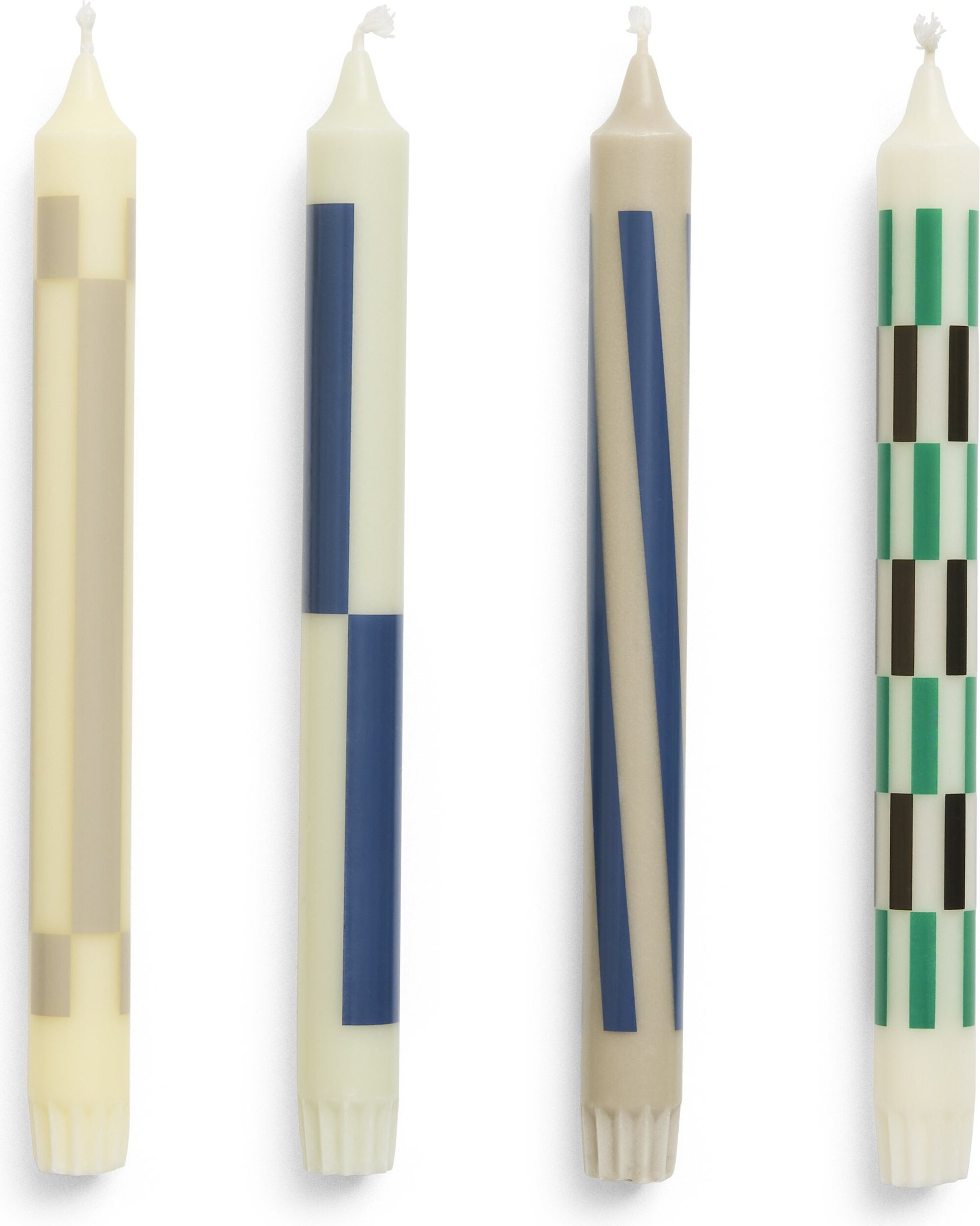 Hay Pattern Kerzen, creme-grün-blau, 4 St.