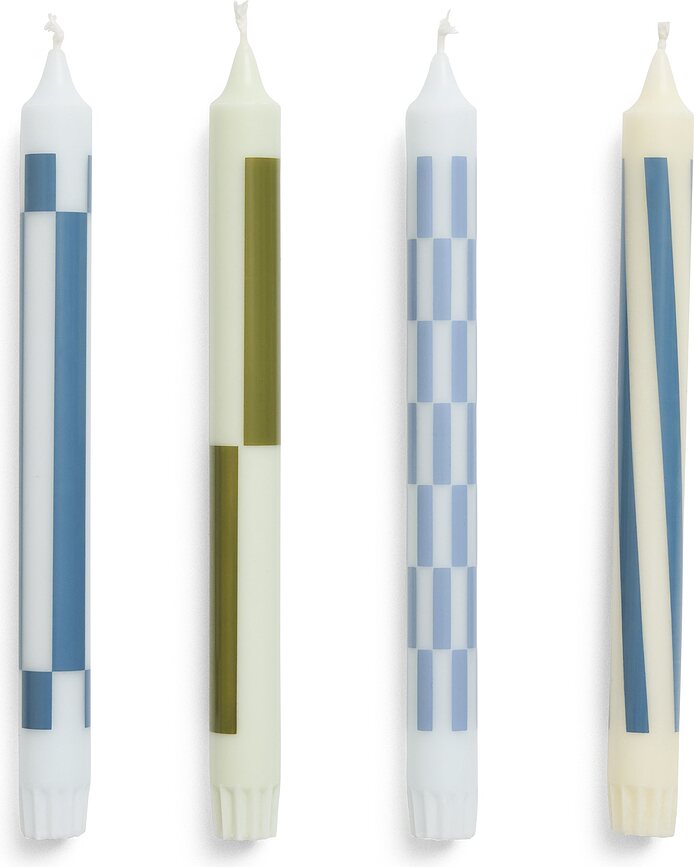 Hay Pattern Sveče, modro-zelene, 4 kosi