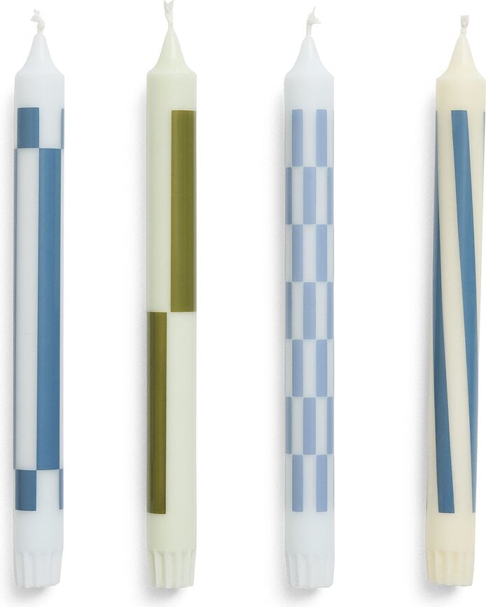 Hay Pattern Svijeće plavo-zelene 4 kom.