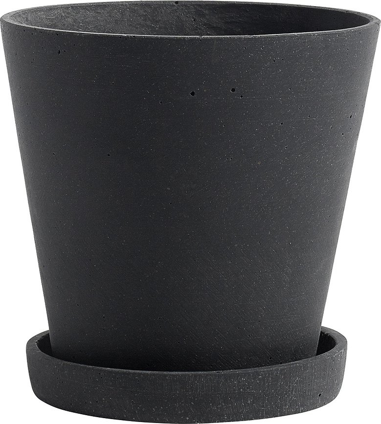 Hay Pot de Fleurs avec soucoupe, 15 cm, noir