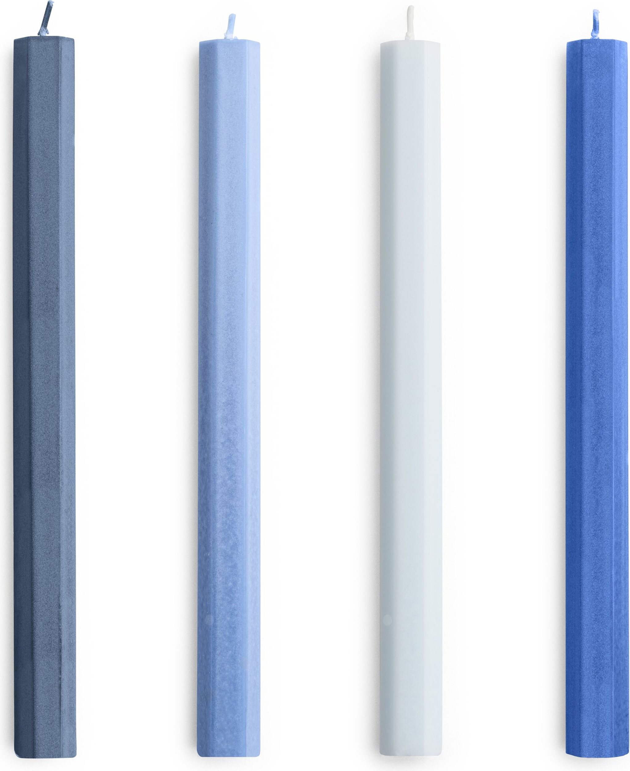 Hexagon Kerzen, blau, 4 St.