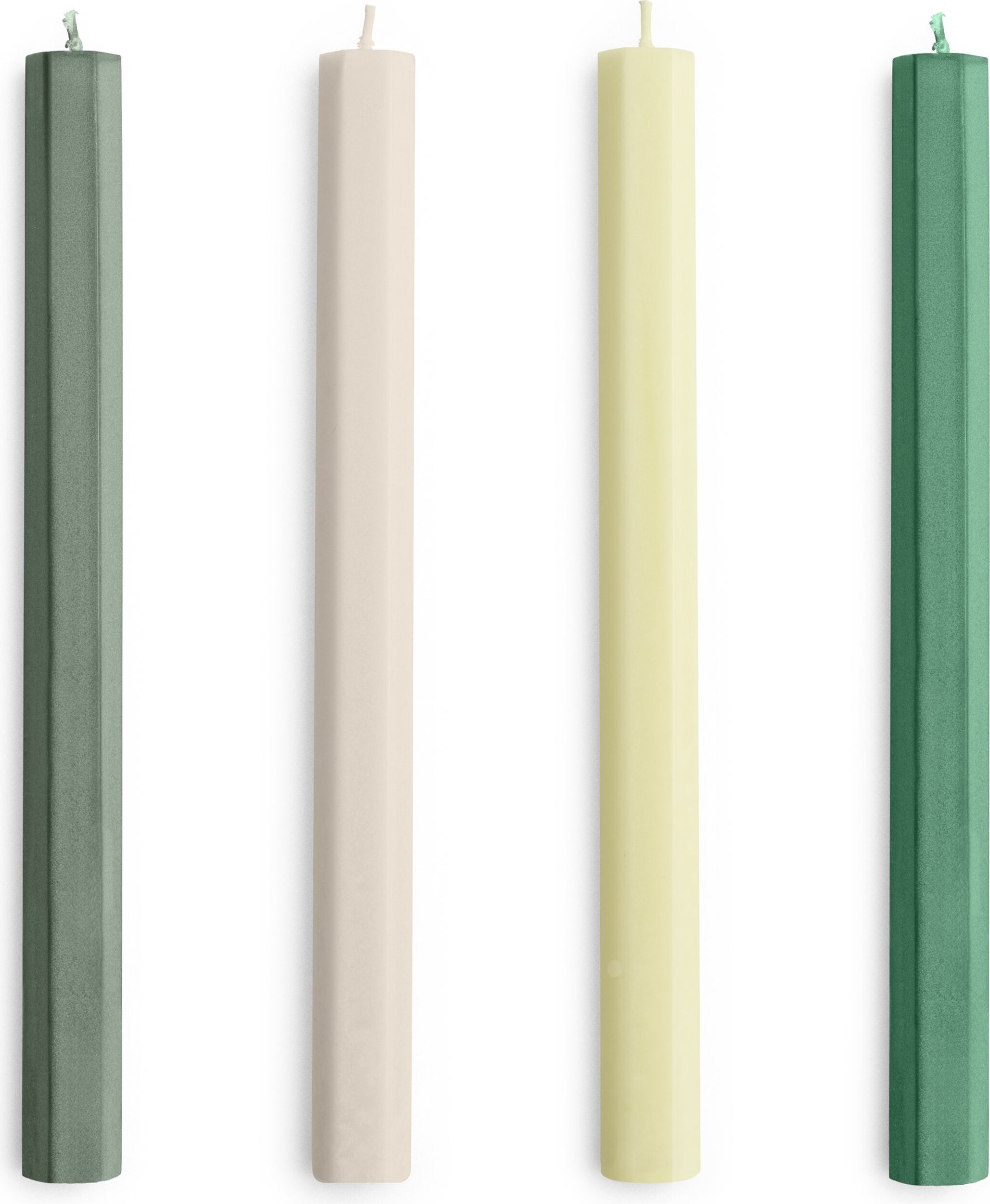 Hexagon Kerzen, grün, 4 St.