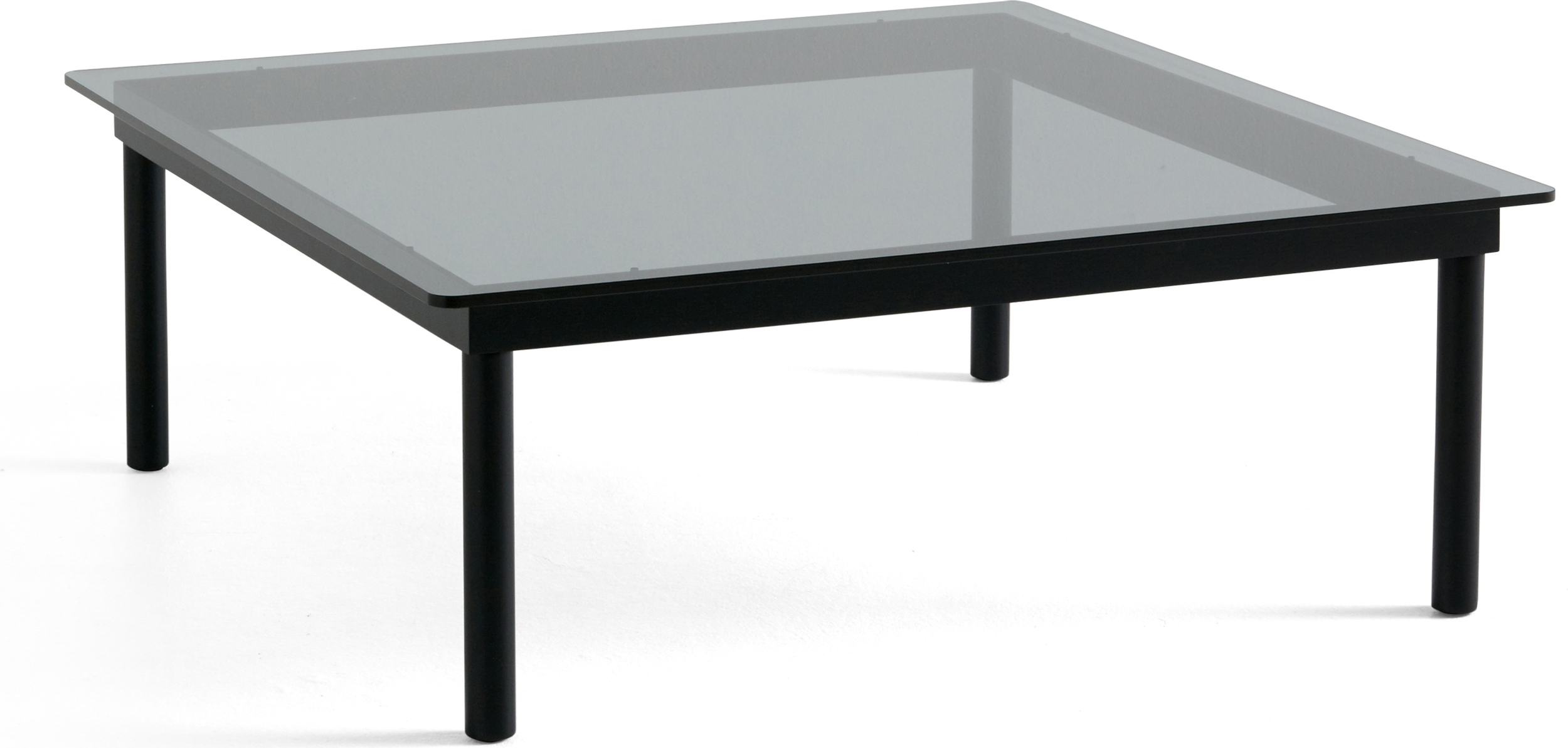 Kofi Couchtisch 100 x 100 cm, getöntes Glas, schwarze Eiche