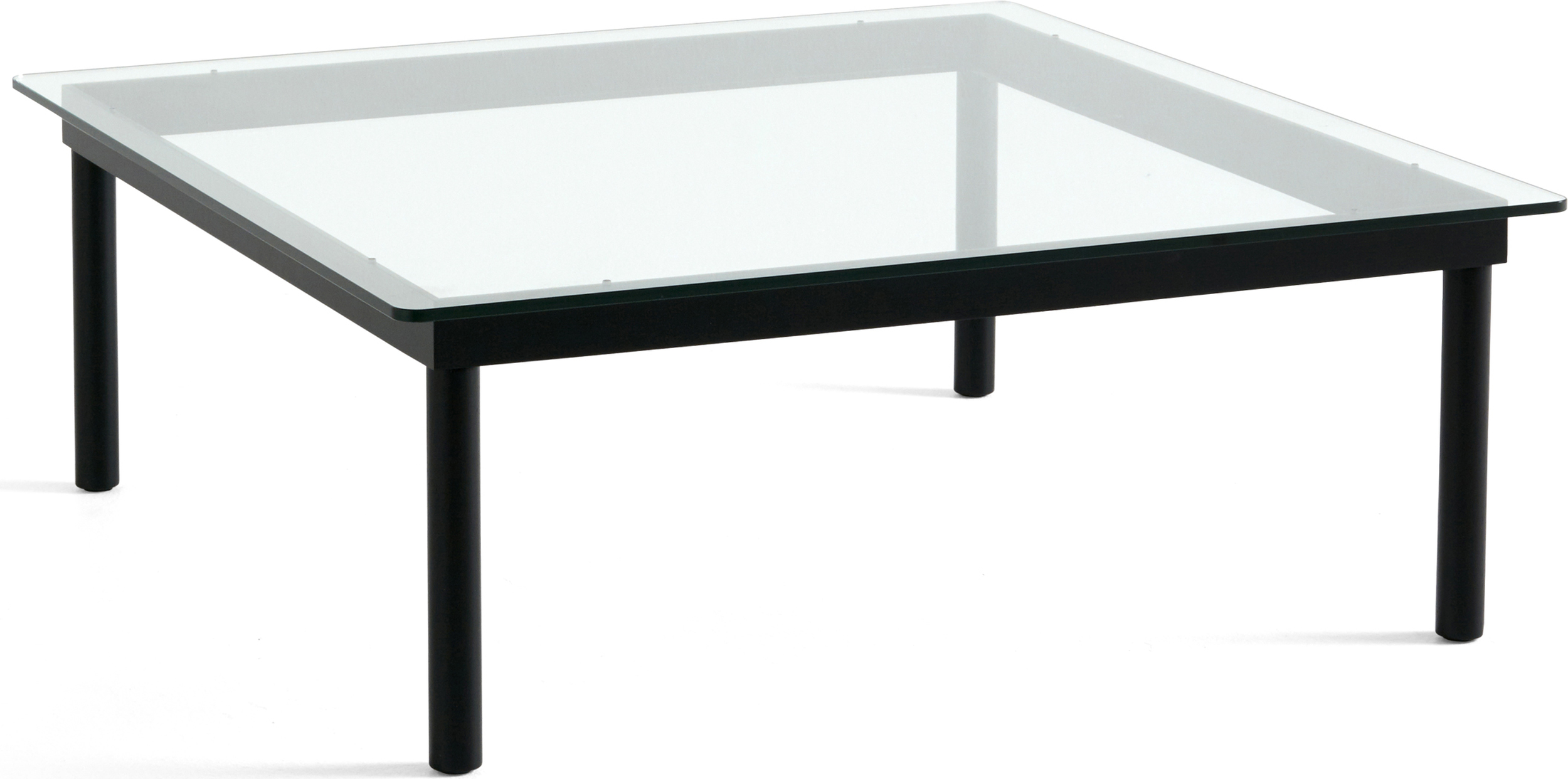 Kofi Couchtisch 100 x 100 cm, Glasplatte, Schwarz-Eiche Gestell