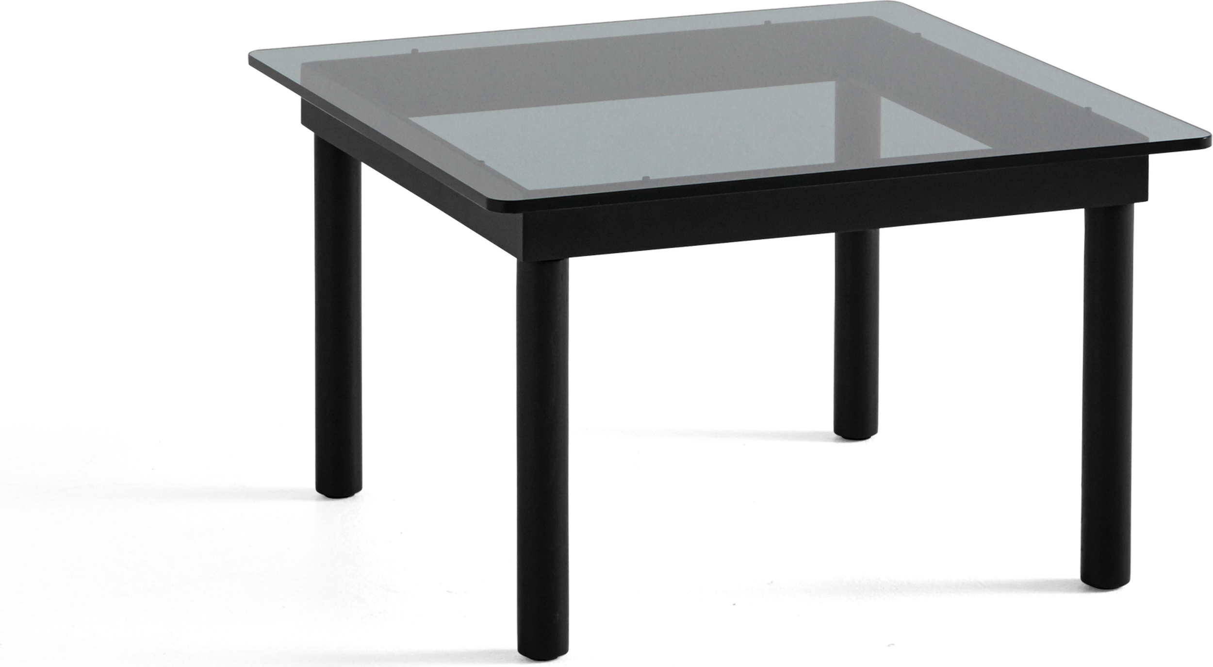 Kofi Couchtisch 60 x 60 cm, Tischplatte getöntes Glas, Gestell schwarze Eiche