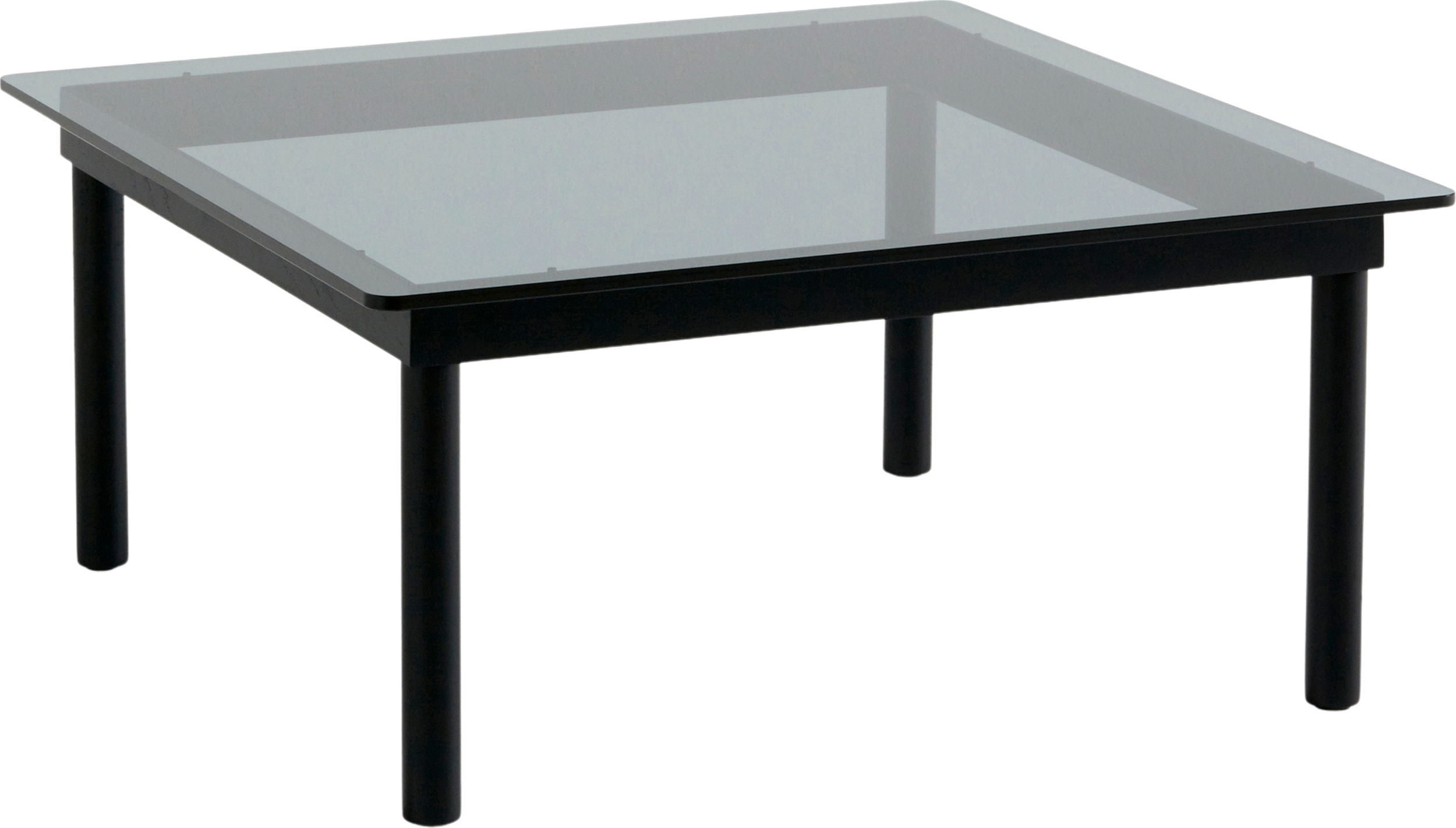 Kofi Couchtisch 80 x 80 cm, getöntes glattes Glas, schwarze Eiche