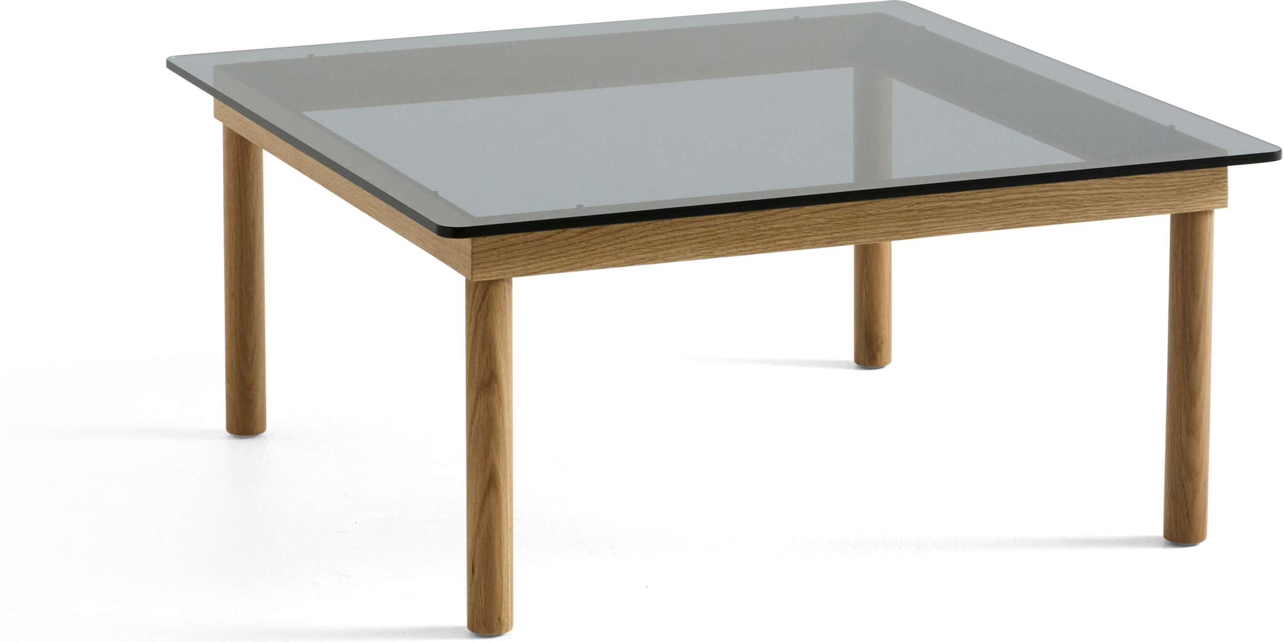 Kofi Couchtisch 80 x 80 cm, glattes Rauchglas, Eiche