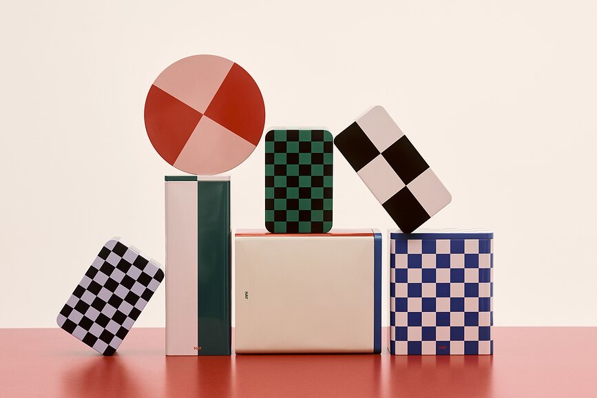 Tin Škatla za shranjevanje okrogla, modro-bordo