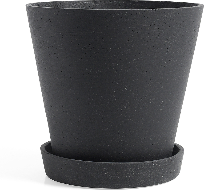 Maceta Hay, 21,5 cm, negra con plato