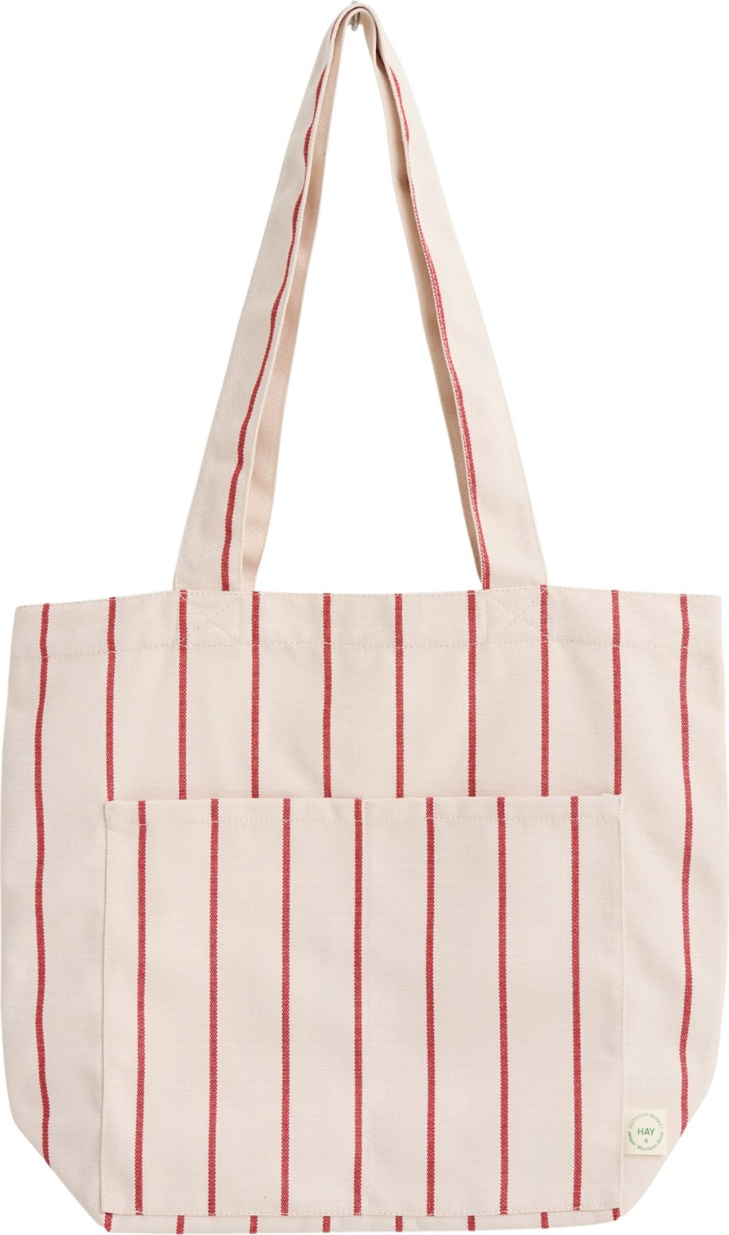 Outdoor Market Einkaufstasche gestreift, beige-rot