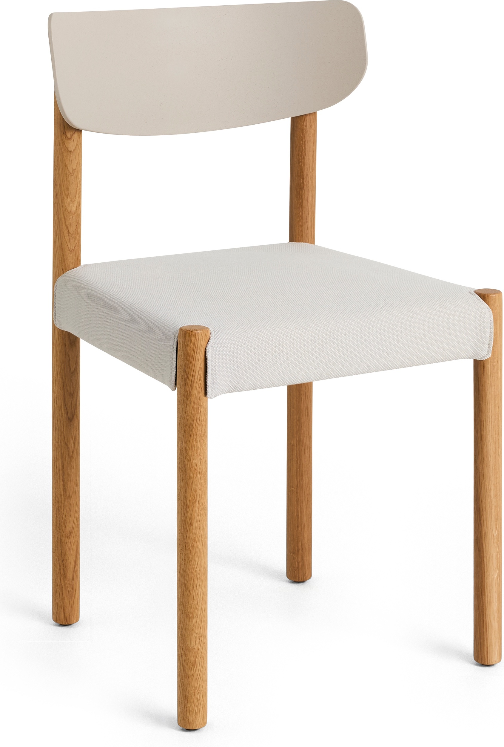 Pack Stuhl Eiche hell, gepolsterter Sitz Steelcut 220, Rückenlehne Polypropylen beige