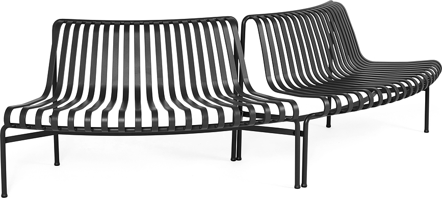Palissade Parkbänke mit Rückenlehne, anthrazit, Outdoor, 2-teilig