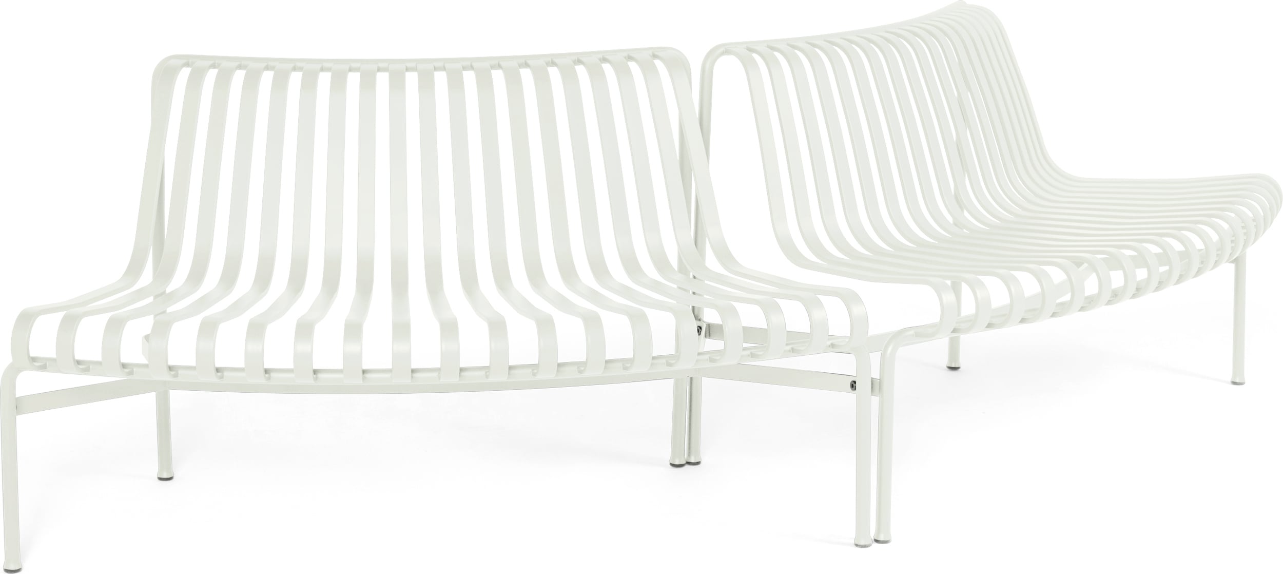 Palissade Parkbänke mit Rückenlehne, weiß, Outdoor, 2-teilig