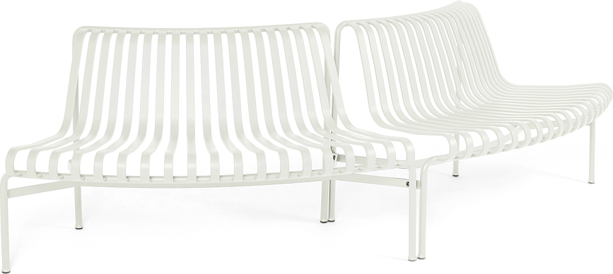 Palissade Parkbänke mit Rückenlehne, weiß, Outdoor, 2-teilig
