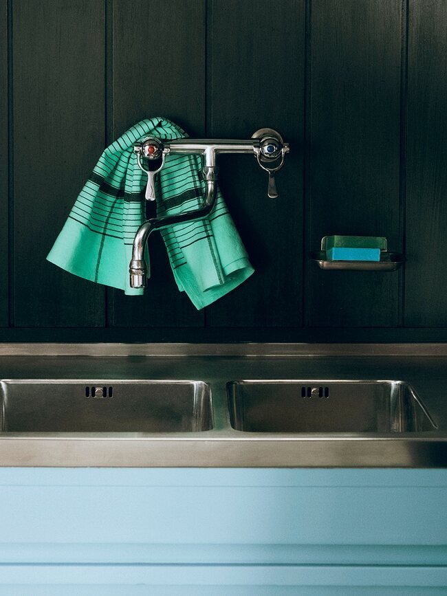 Paño de cocina Linear, 52 x 80 cm, azul claro