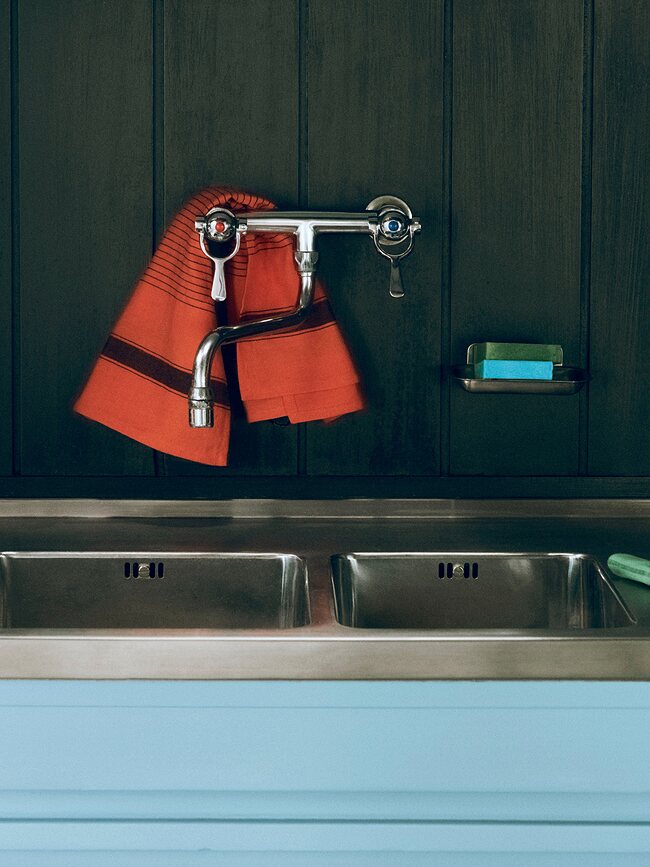 Paño de cocina Linear, 52 x 80 cm, azul claro