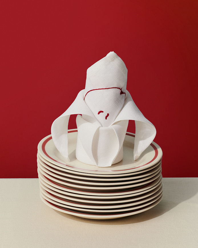 Platos de Postre Sobremesa, 18,5 cm, blanco y rojo, 2 unidades