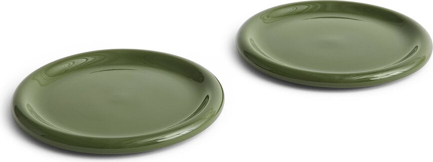 Platos llanos Barro 24 cm, verdes, 2 unidades