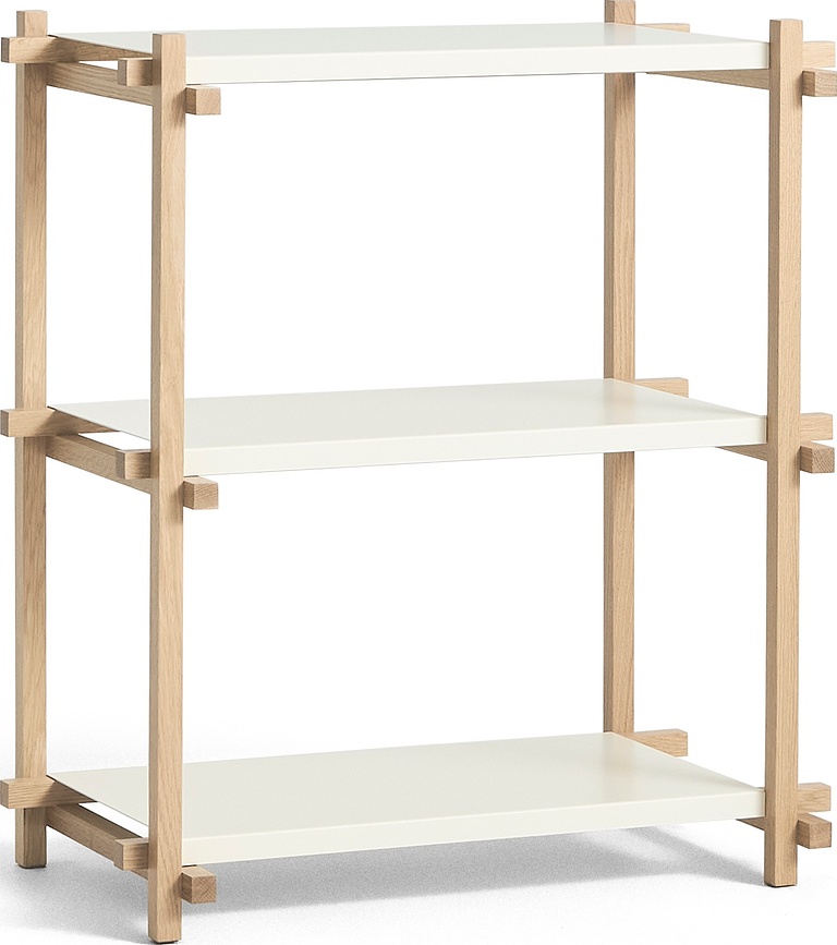 Policový regál Woody dubový rám 85,5 cm bílý