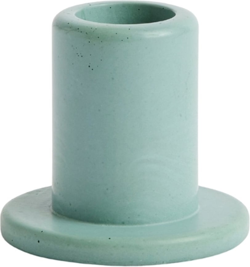 Portacandele Tube per candela classica S in cemento, verde pastello