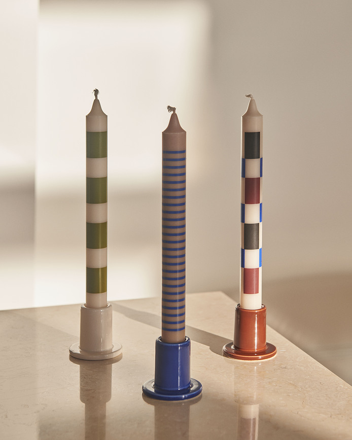 Candelabro cerámico Tube S, para vela clásica, crema