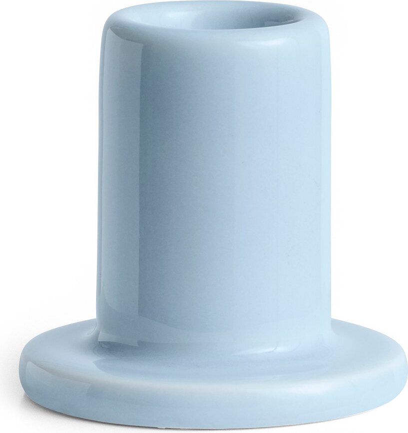 Portavelas de cerámica Tube S, para vela clásica, celeste