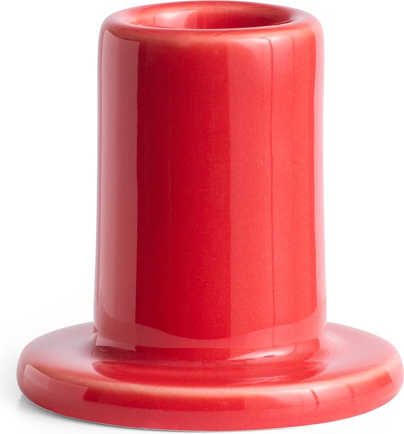 Portavelas de cerámica Tube S, para vela de mesa, rojo, tamaño S