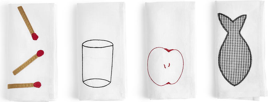 Ram Serviettes, blanches, Lot de 4