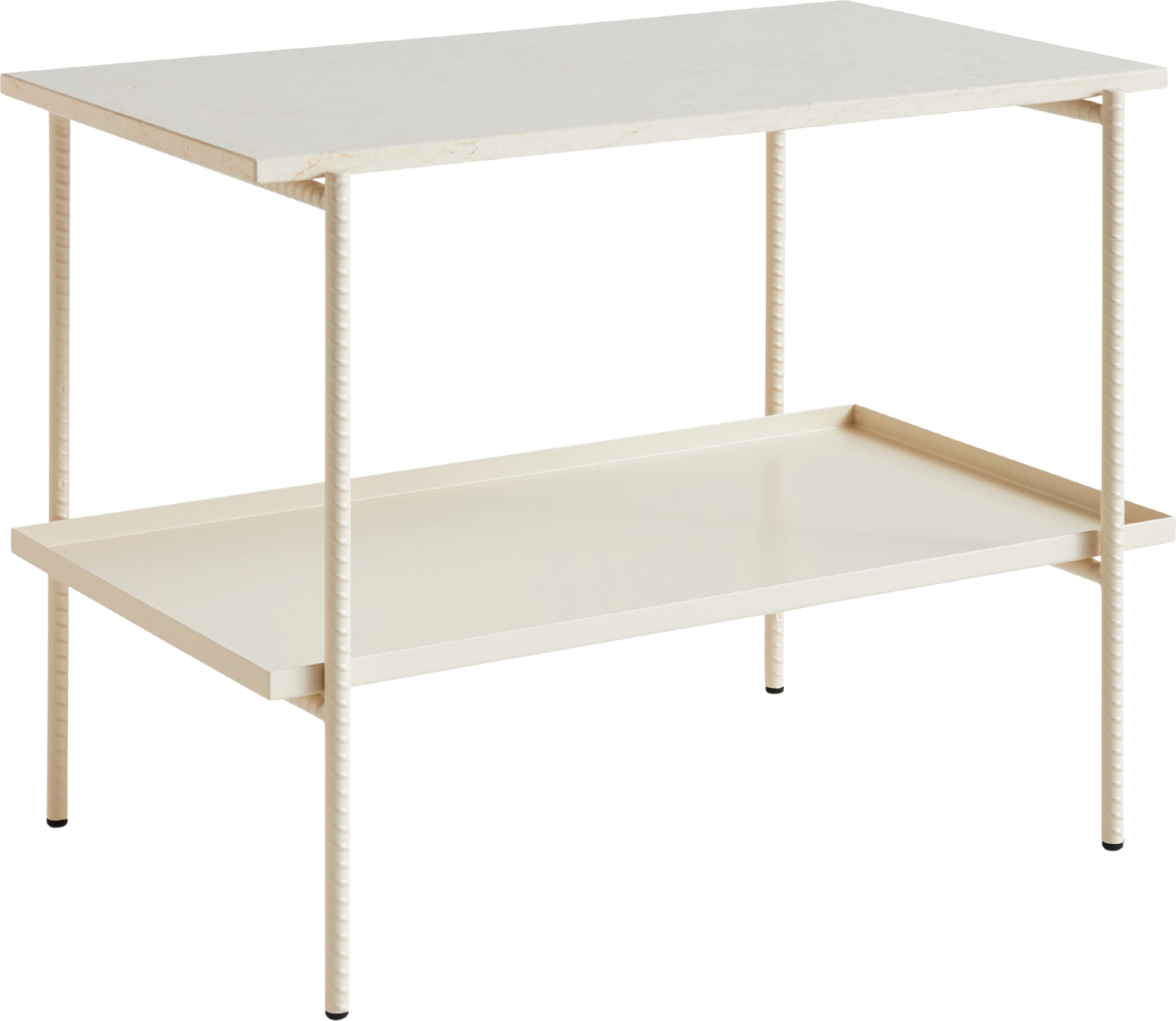Rebar Beistelltisch zweistufig, 75 x 44 x 55 cm, beiger Marmor