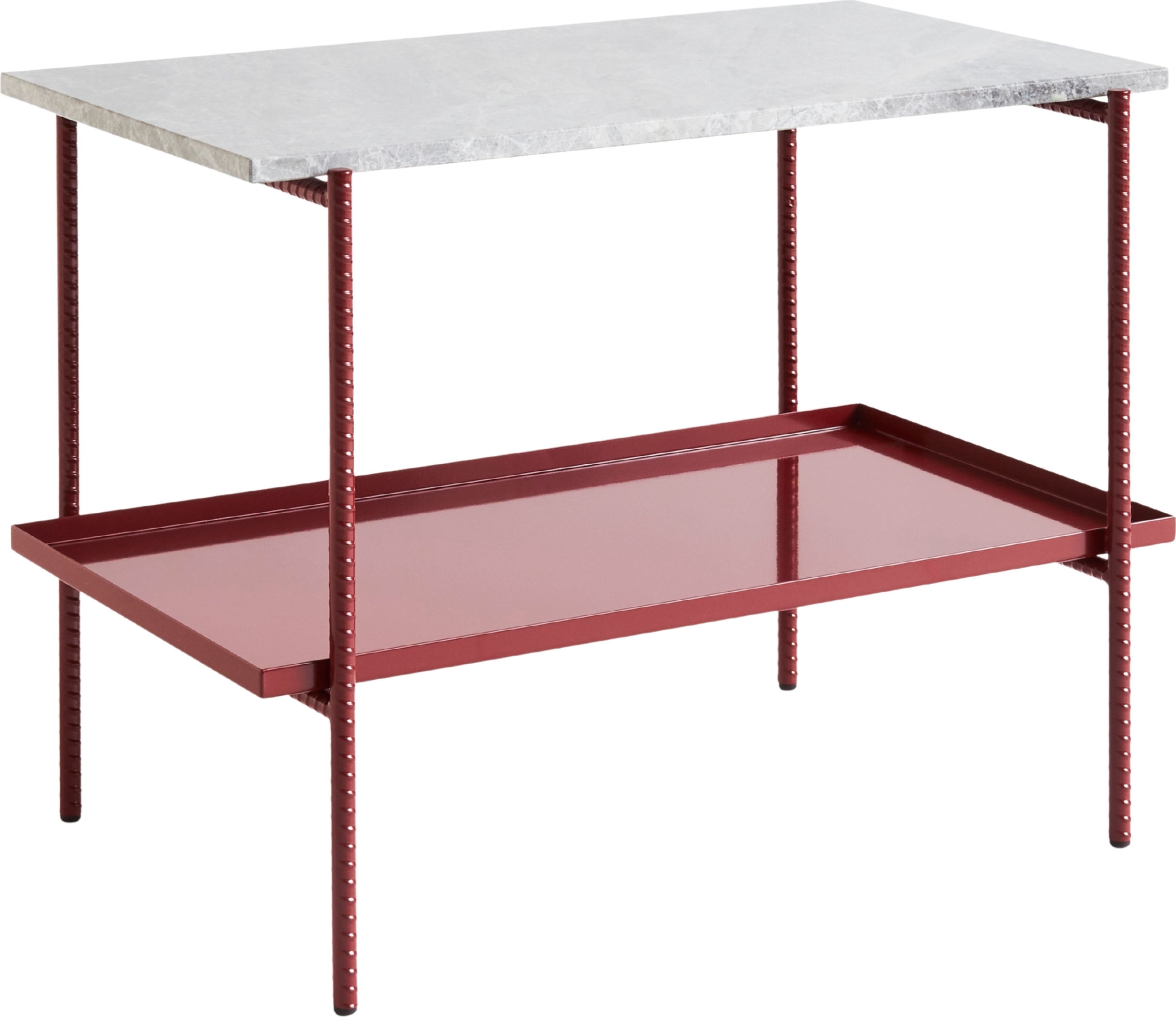 Rebar Beistelltisch zweistufig, 75 x 44 x 55 cm, grau-roter Marmor