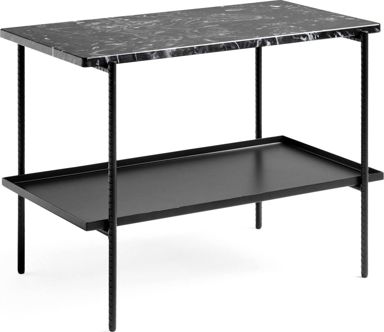 Rebar Beistelltisch zweistufig, 75 x 44 x 55 cm, schwarzer Marmor