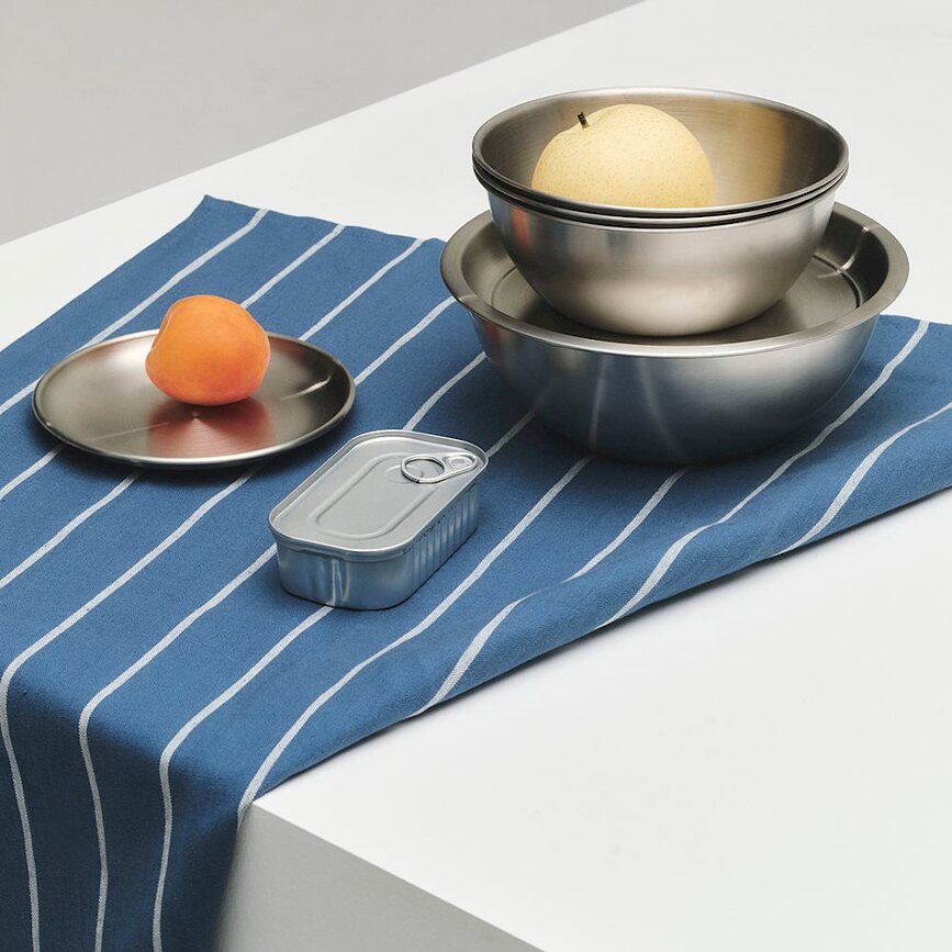Serviettes de cuisine Outdoor Market 52 x 80 cm, bleu-beige, lot de 2