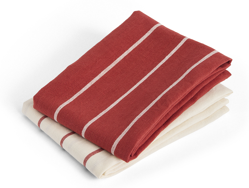 Serviettes de cuisine Outdoor Market 52 x 80 cm, rouge-beige, lot de 2