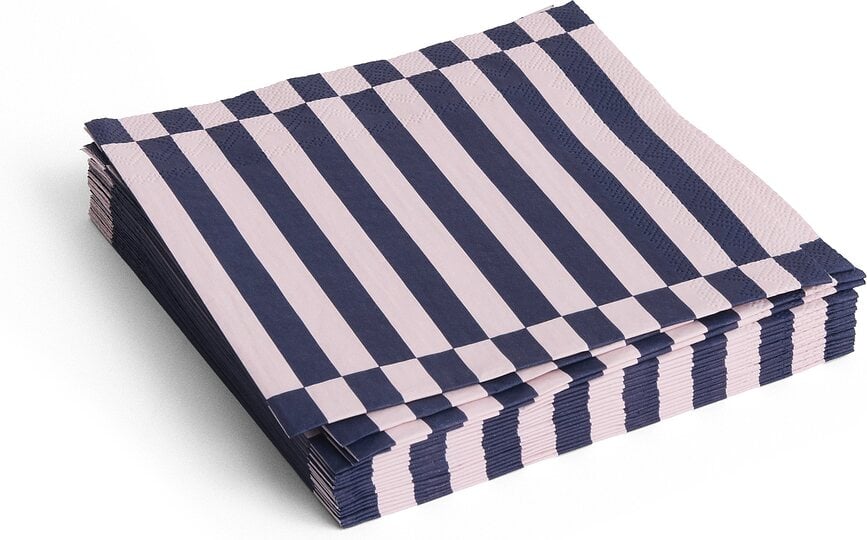 Servilletas de papel Hay Pattern, 33 x 33 cm, con estampado de rayas azul claro y rosa, 20 unidades