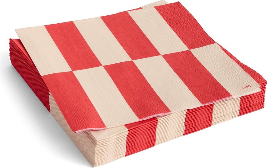 Servilletas Hay Pattern, 33 x 33 cm, estampado de cuadros rojo y crema, Pack de 20