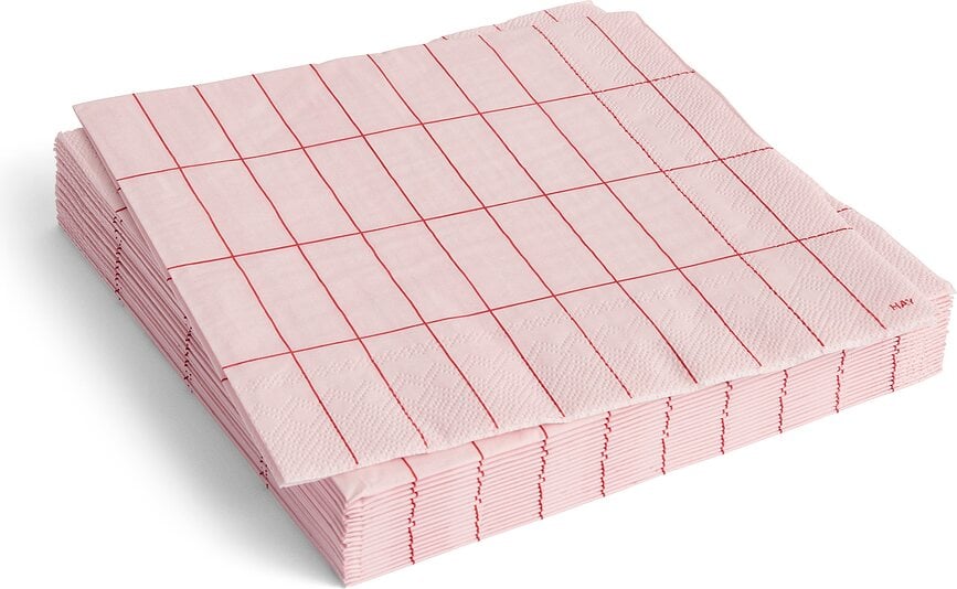 Servilletas Hay Pattern, a cuadros rosa claro, 40 x 40 cm, Pack de 20