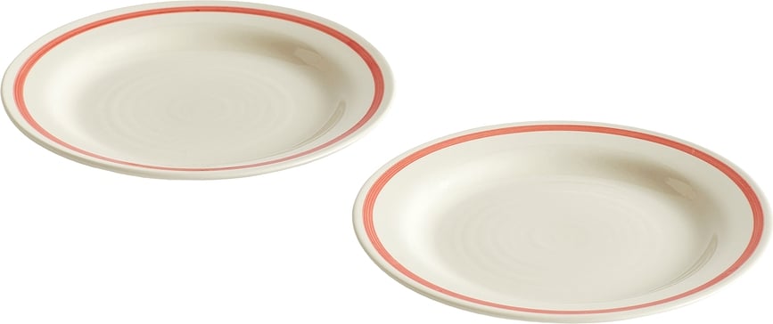Sobremesa Assiettes à dessert 18,5 cm, blanches et rouges, Lot de 2