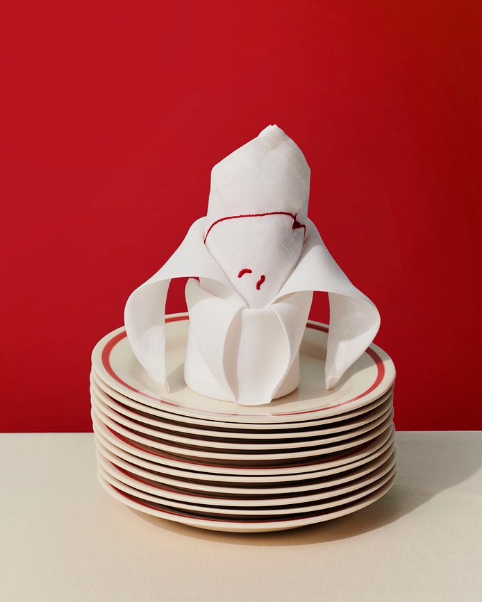 Sobremesa Assiettes à dessert 18,5 cm, blanches et rouges, Lot de 2