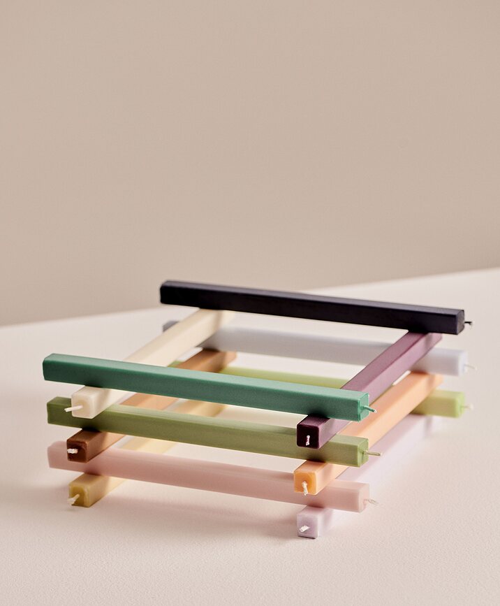Square Bougies, couleur pastel, Lot de 4